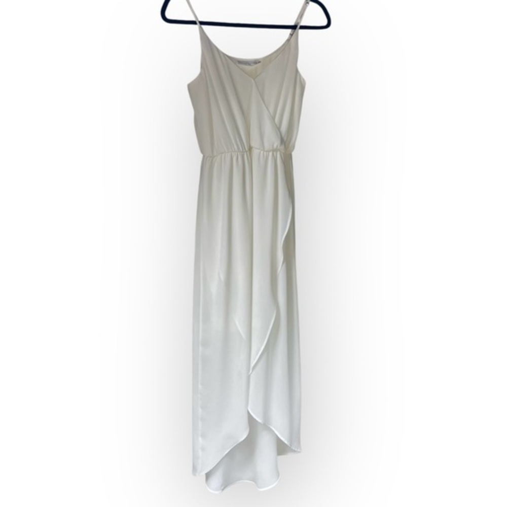 Lush Women's Midi Chiffon Tiered Dress Ivory Size S Summer Flowy